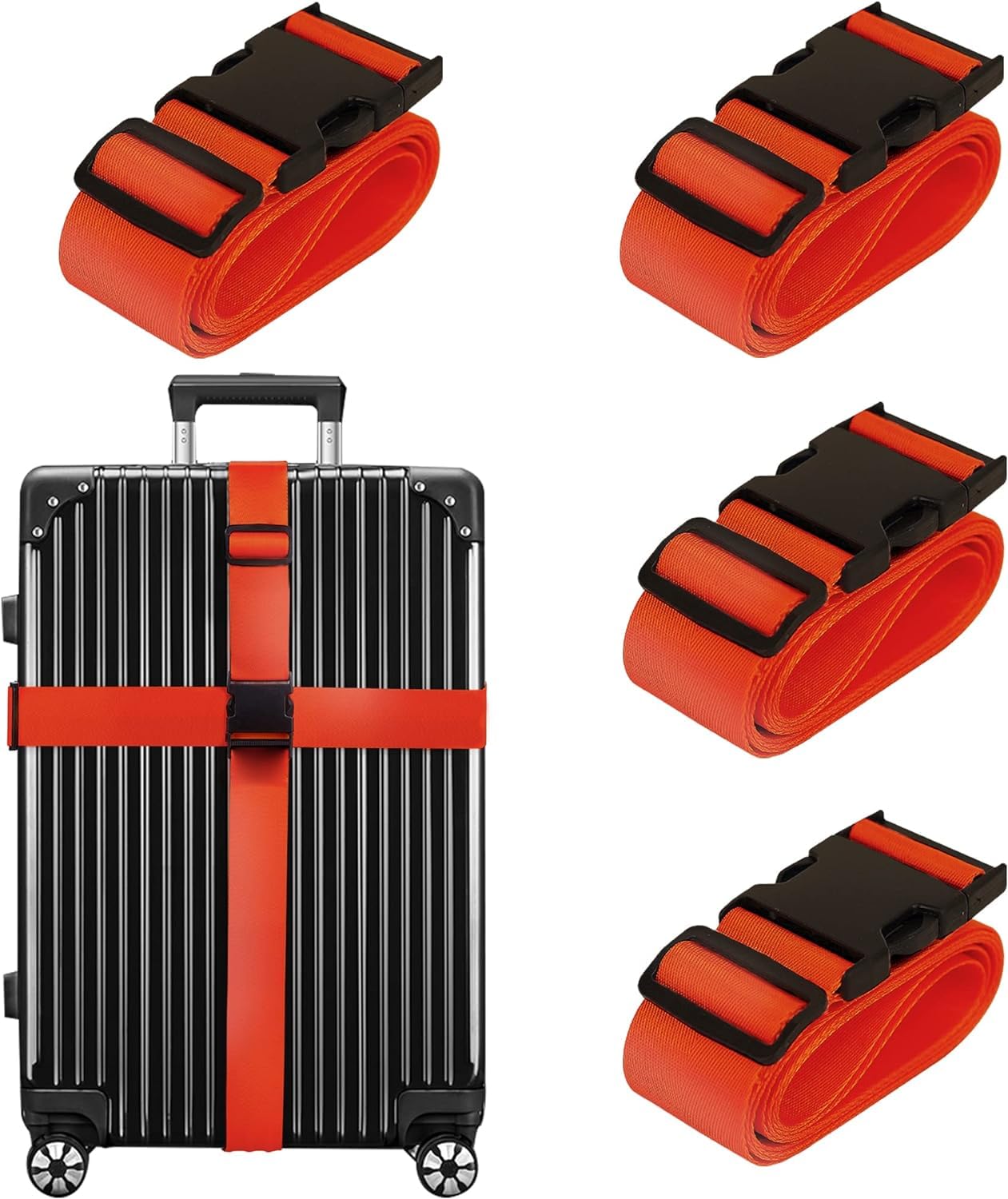 Dayish Luggage Strap for Suitcases, Straps Belts for Trolleys and All Kind of Luggages (4, Red)
