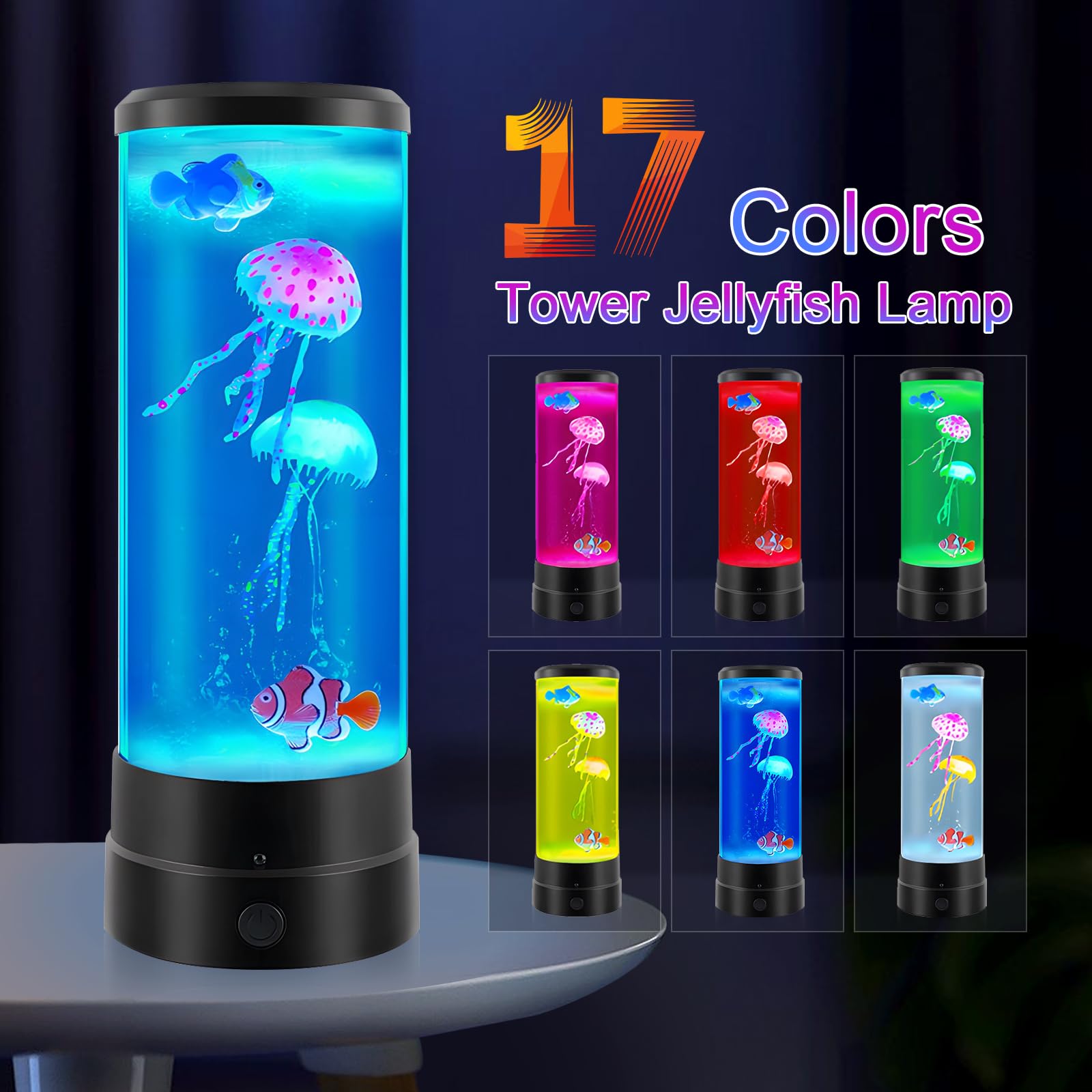 Lampada da lava, a LED, per meduse, 17 colori, rotonda, vera medusa, per acquario, decorazione per la casa, con telecomando, per regali di Natale per bambini