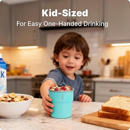 Miniatura 2 de VINUR Vasos Tumbler de Acero Inoxidable de 8 oz, Vasos de Metal Apilables para Beber para Viajes, Campamento, Exteriores, Paquete de 4 (Azul