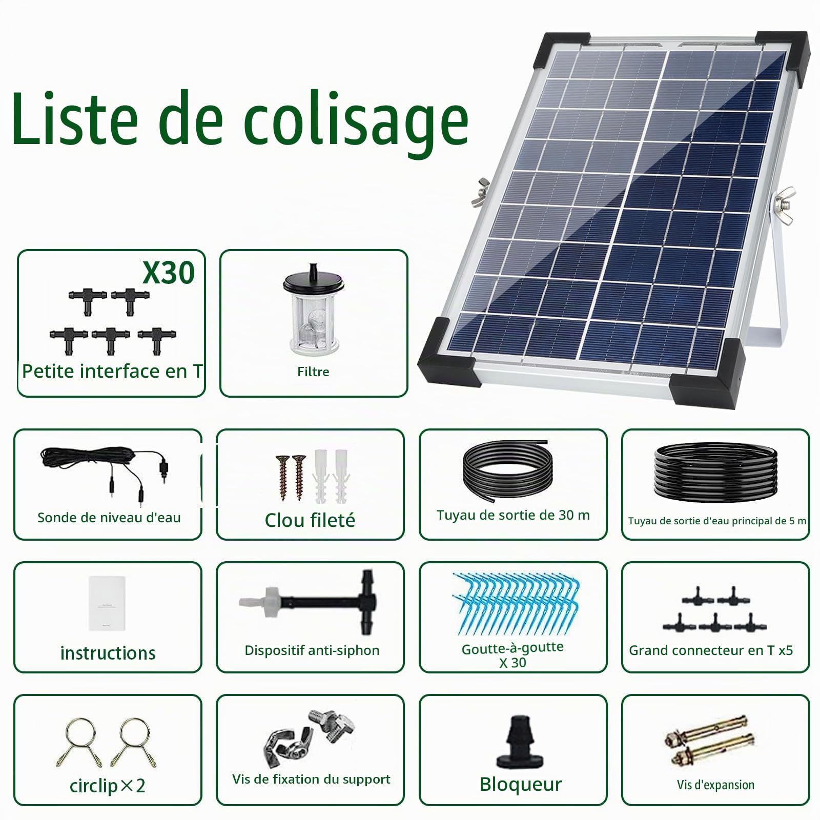 jardin goutte à goutte système d'arrosage solaire, 5W automatique solaire goutte à goutte Kit système d'arrosage, dispositif d'arrosage de plantes en mode temporisé