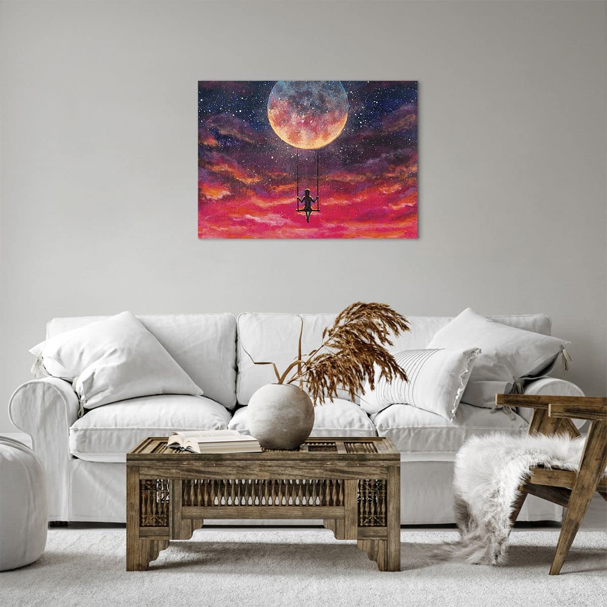 Quadro su Tela Leone Sole Paesaggio Stampe da Parete 70x50cm Quadri Moderni Soggiorno Camera da Letto Cucina 1 pezzo Piccoli Decorazione Murale Wall Art Canvas Grafica Immagini AA70x50-0230