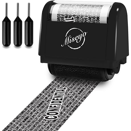 Miseyo Complete Identity Protection Roller Stamp Set (Bundle of 2 Black Markers...