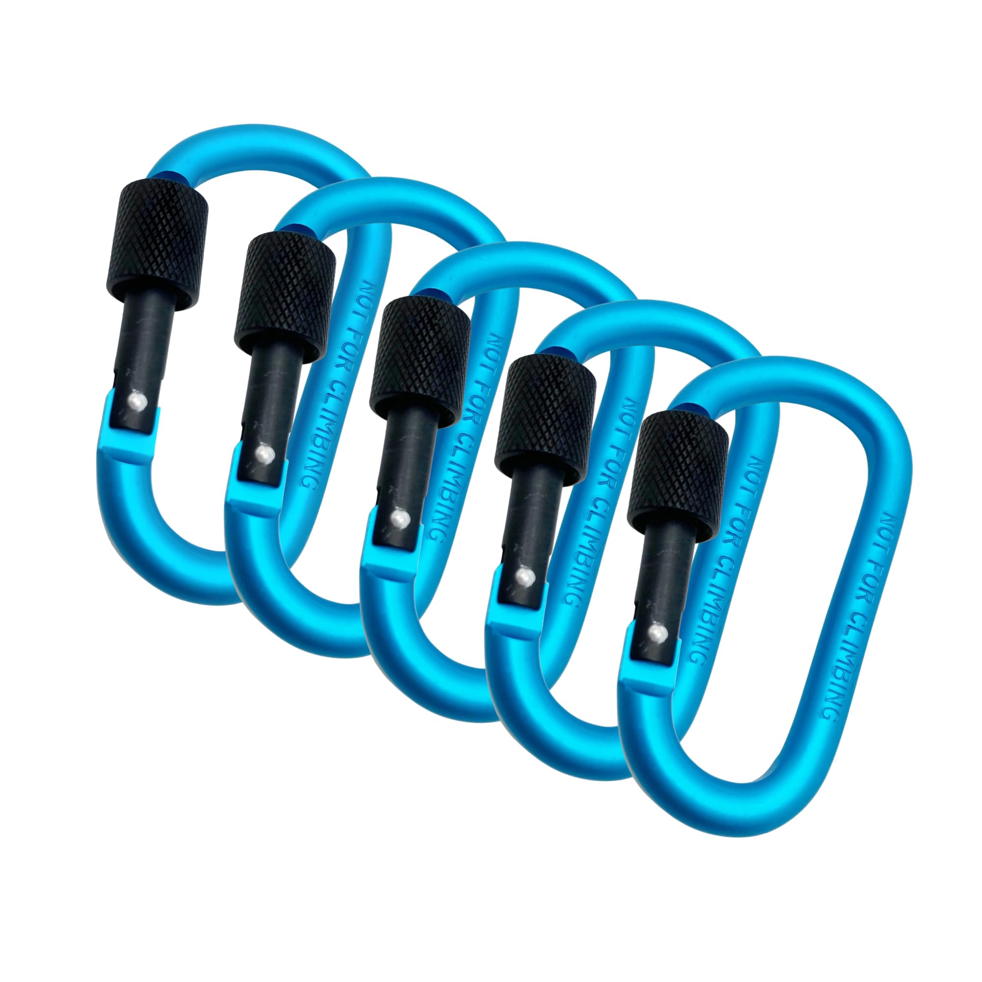 5 Pack Heavy Duty Carabiner Clips – Aluminium Screw Lock D-Ring Keychain Clips for Camping, Hiking, Backpacking & Everyday Use | Lightweight Carabiners for Keys, Gear & Travel (Light Blue)
