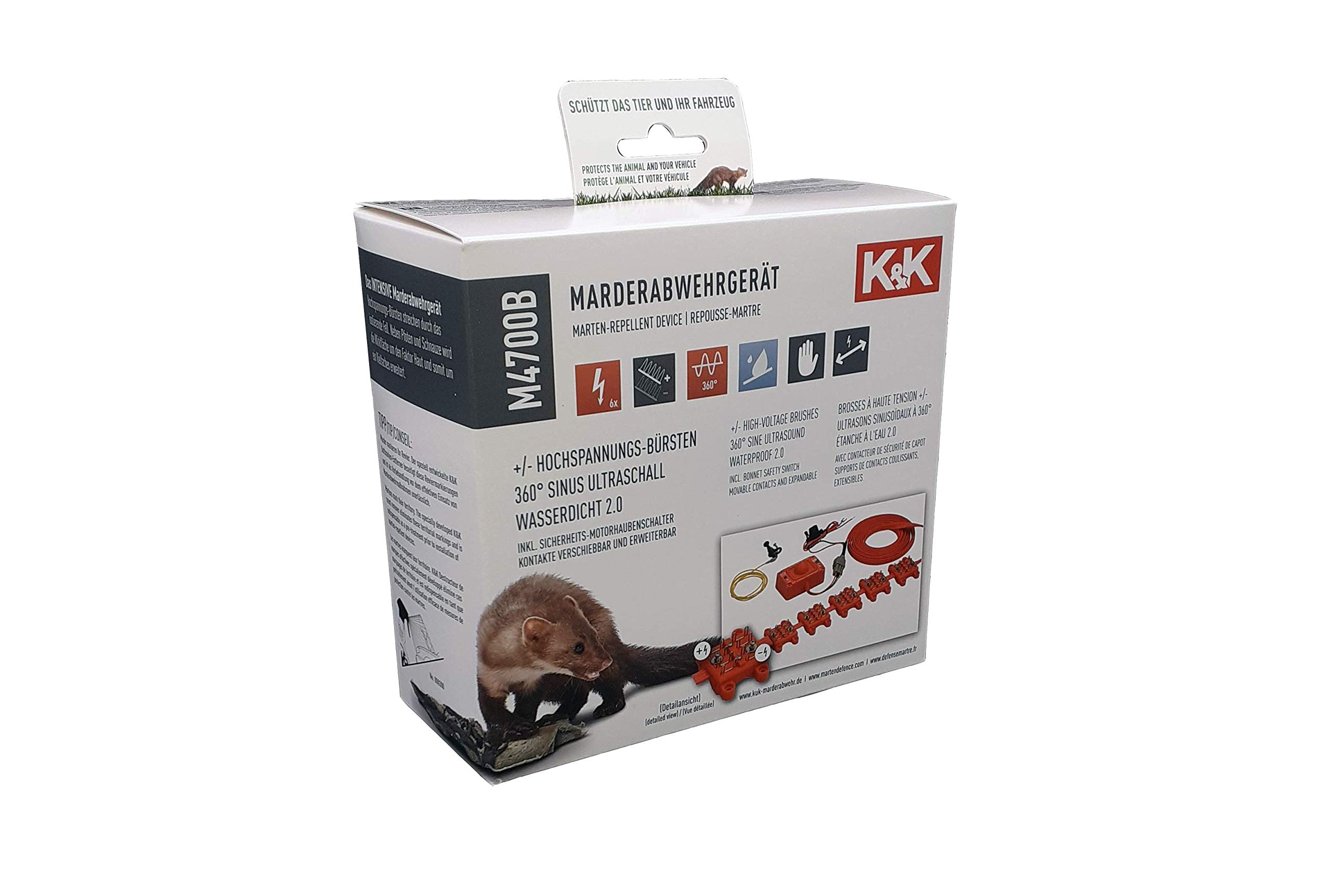 K&K M4700B - Marderschutz Hochspannung +/- Bürsten & 360° Ultraschall, IP67