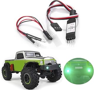 Generic 1/24 RC Car Headlights Green 3mm LED Front Lights Lamp with Controller for Axial SCX24 AXI00004 RC Crawler Car Upgrades