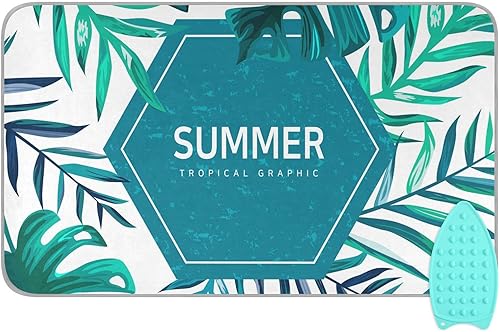 Summer Tropical Leaves Homes - Alfombrilla de planchar (tamaño grande, 47 x 28 pulgadas) con acolchado de 0.118 in y soporte de silicona para