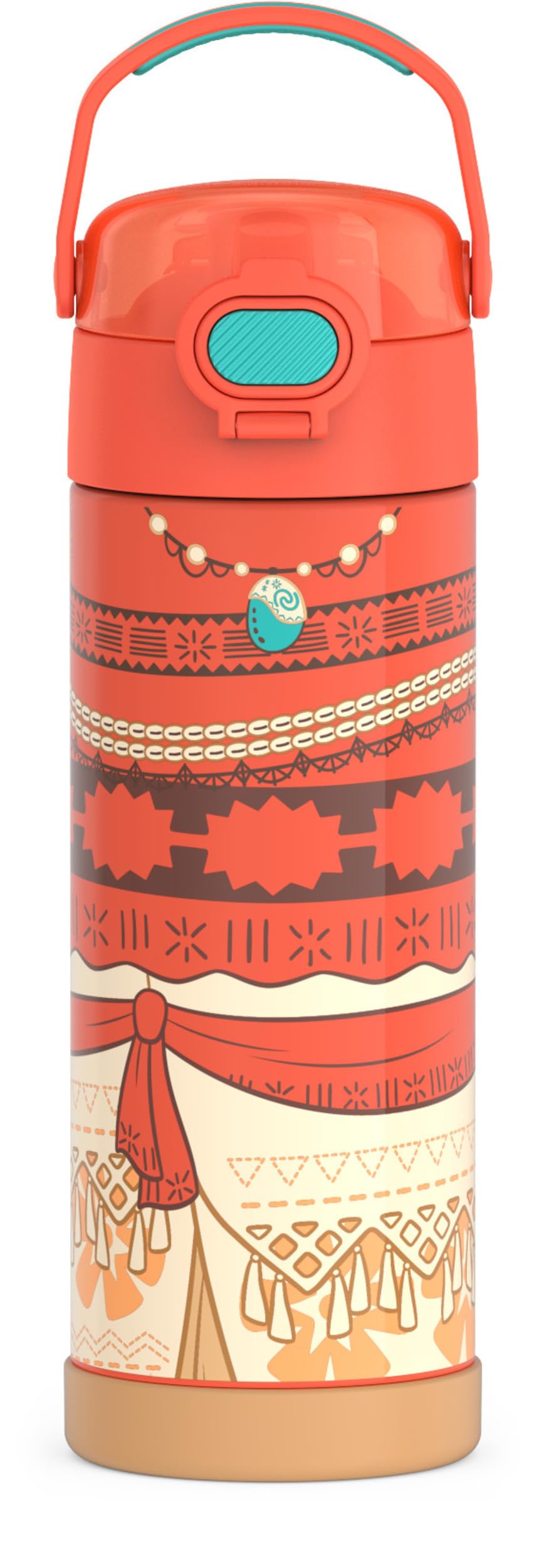 THERMOS FUNTAINER Water Bottle with Spout, 16oz, Princess Moana | Kids Stainless Steel Insulated Water Bottle, Keeps Drinks Cold Longer for School & Play, BPA-Free