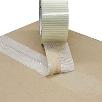 Vista 6 de BOMEI PACK 2 rollos de cinta de filamento de 2 pulgadas, cinta de embalaje reforzada con fibra de vidrio resistente, cinta filanente bidireccional