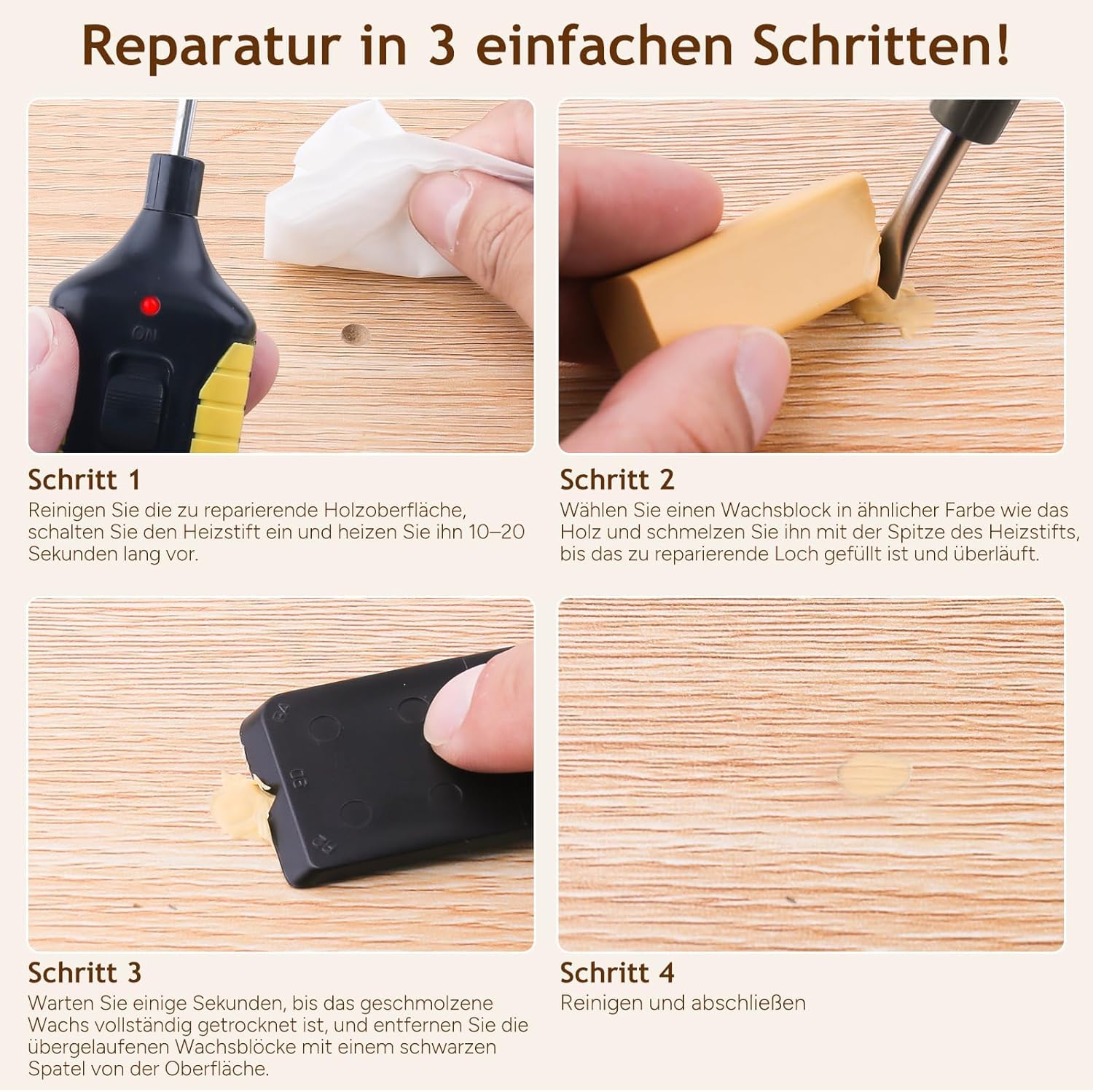 Juego de reparación de laminados – Juego de reparación de parquet con cera dura de 11 colores, solución fácil para reparar arañazos, agujeros, desgaste en madera, vinilo para suelos de madera y