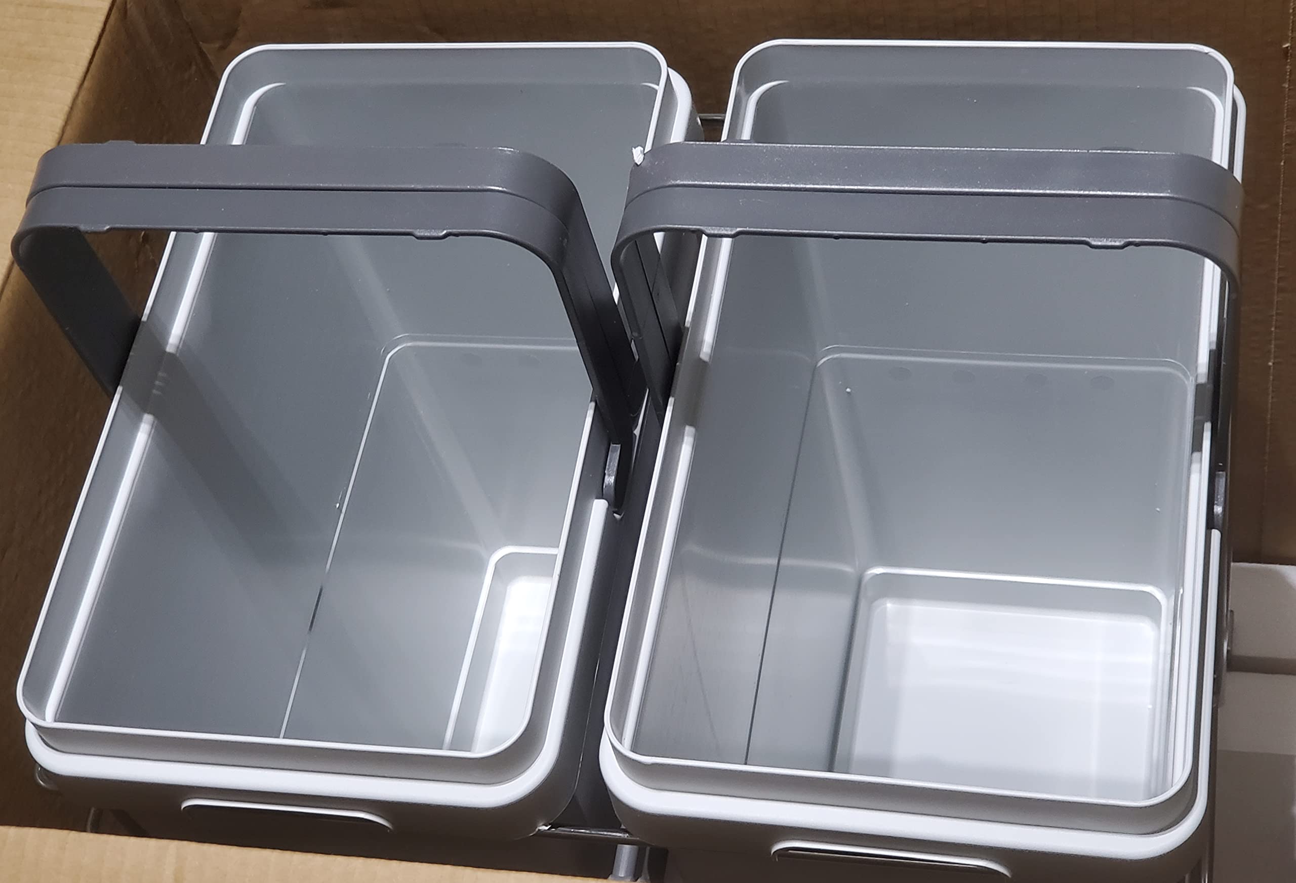 Kitchen Inventions Salice Double Bin Full Extension Pullout Trash System with Soft Close and Door Mount Brackets for Base Cabinets (2 X 35 Qt for 21