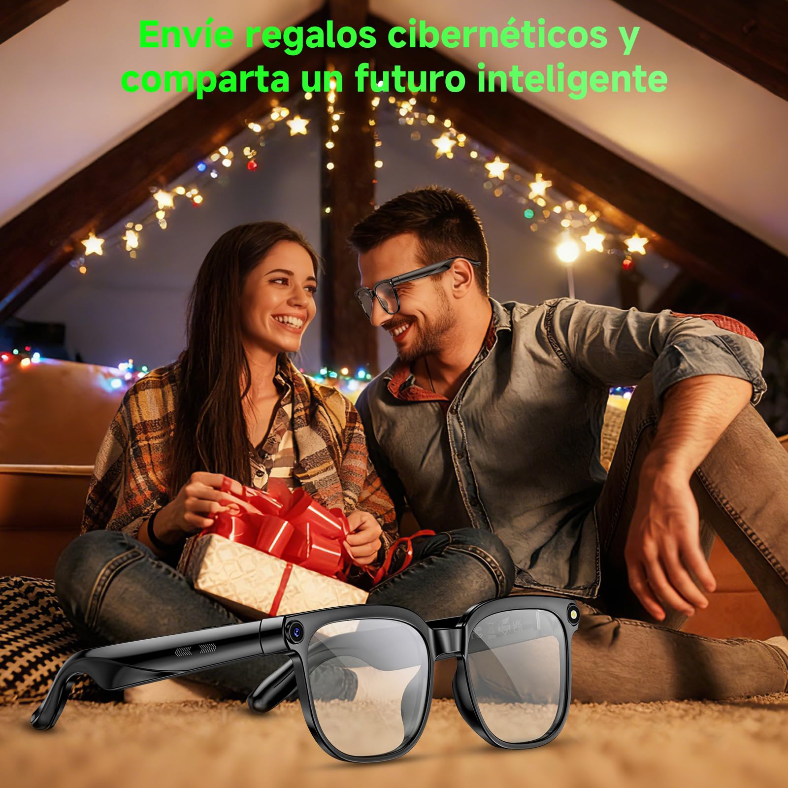 Hwagol Gafas Inteligentes IA, Gafas con Camara 8MP, Smart Glasses con Fotografía/Grabación/Llamadas Bluetooth/Música/Traducción/Reconocimient Imágenes