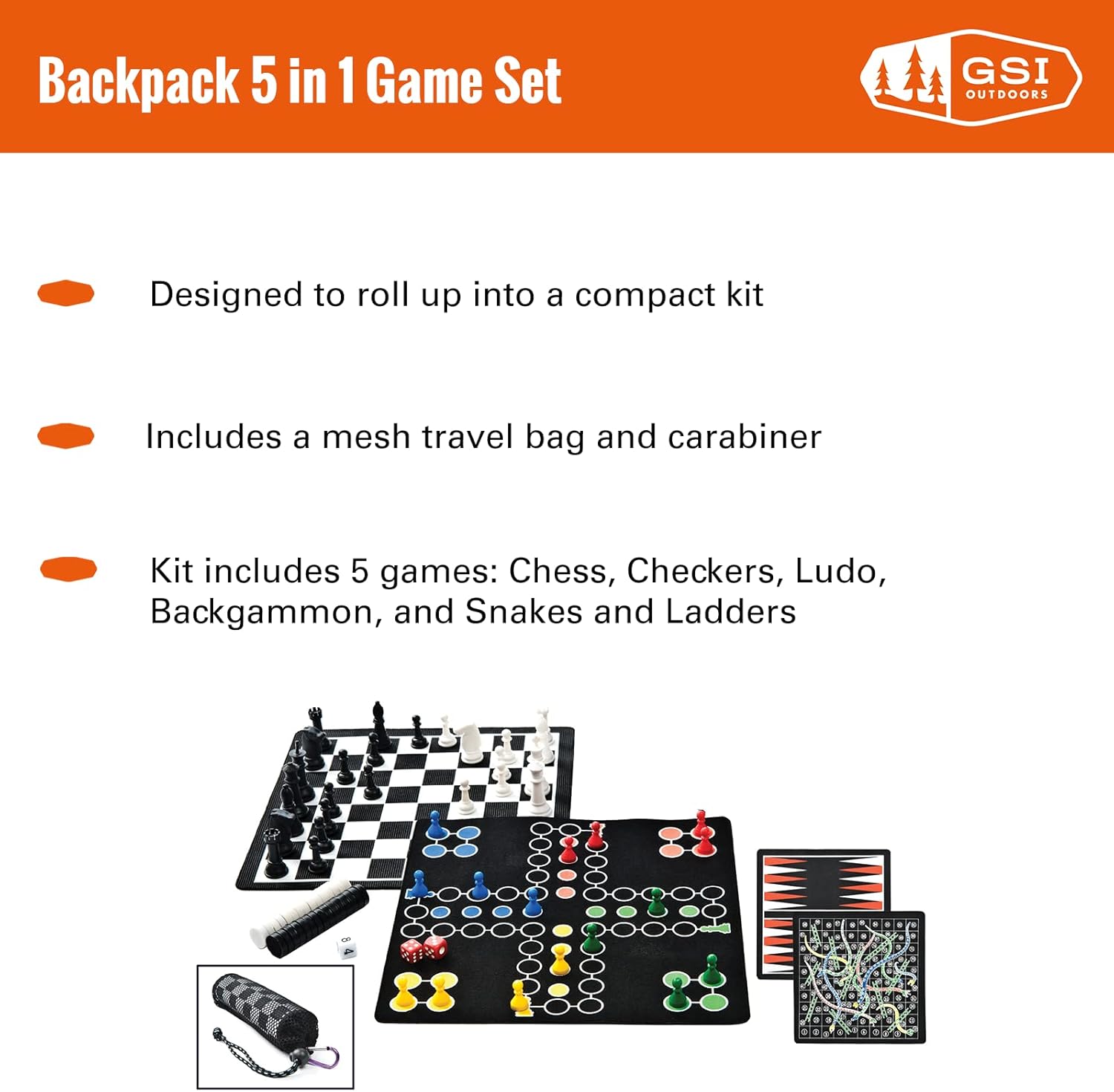 Outside Inside Backpack Board Games, Compact, Foldable, Magnetic, Travel Size for Camping and Travel