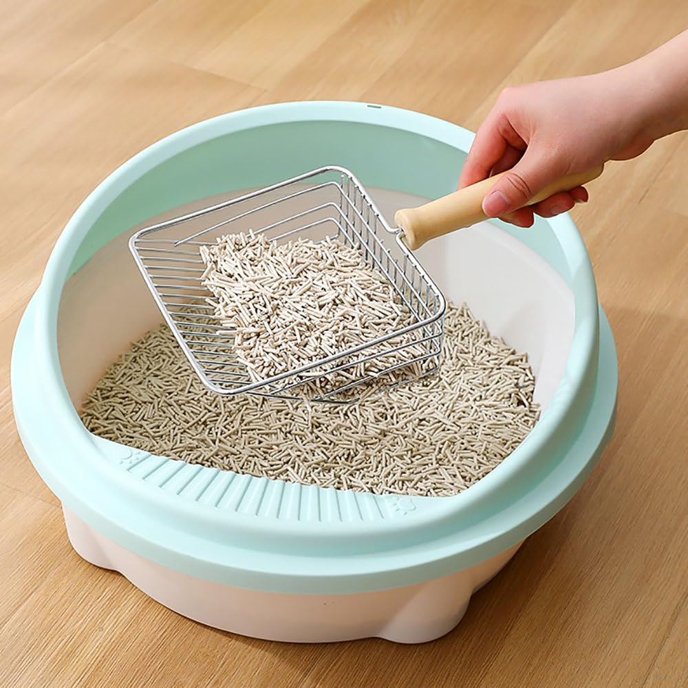 MUMOO BEAR Cat Litter Scoop Metal Cat Litter Scooper Stainless Steel Cat Litter Shovel Pet Litter Cleaner Tool Cat Supplies (Silver)