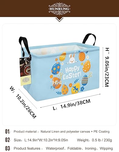 Miniatura 18 de HUNRUNG Cesta rectangular de almacenamiento de lona, bonita cesta organizadora de lona para mascotas, juguetes de niños, libros, ropa, perfecta