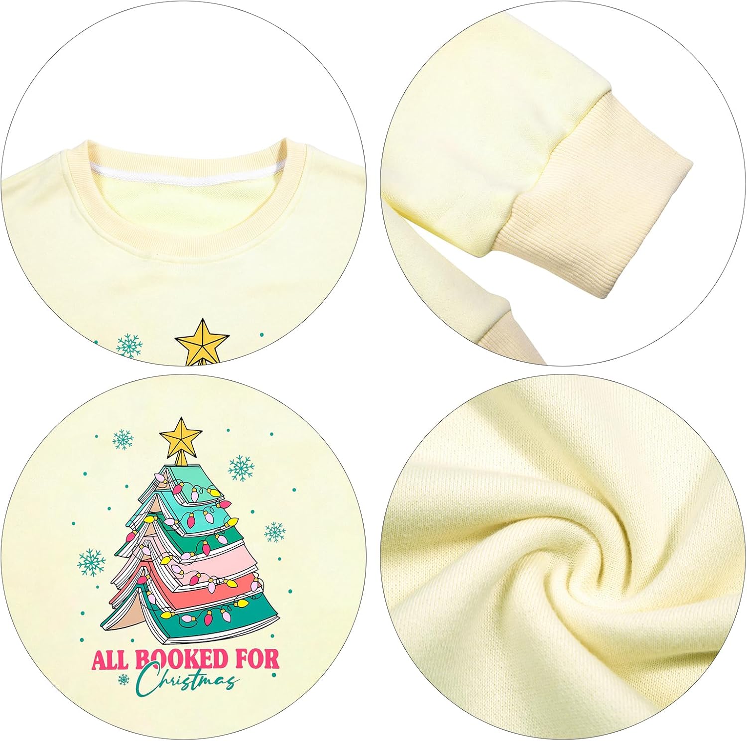 Christmas Sweatshirts for Women All Booked Christmas Sweater Funny Merry Sweatshirt Xmas Holiday Long Sleeve Pullover - Image 5