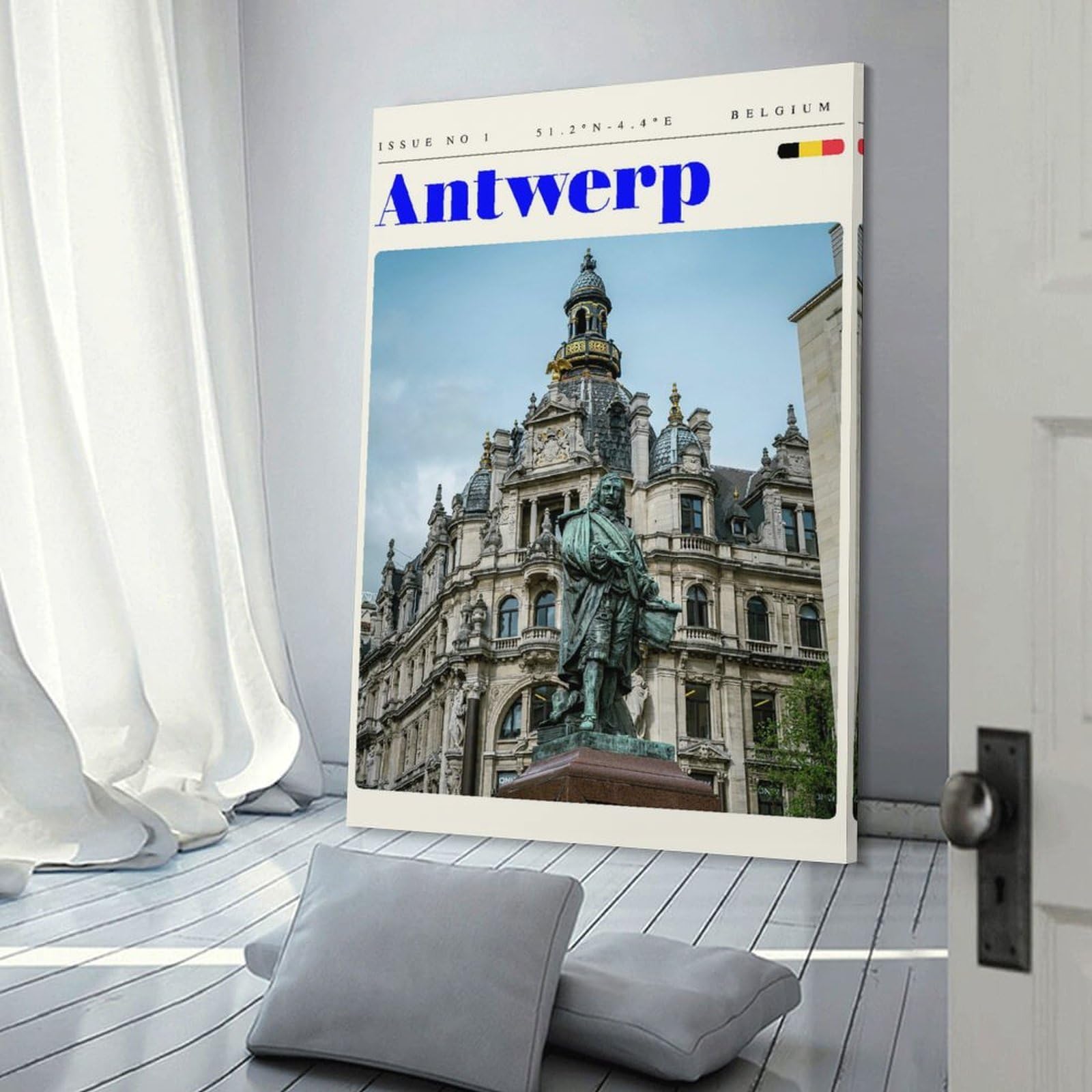 Junmoney Wall Decor Canvas Print Antwerp Belgium Travel Art, 24x36inch(60x90cm), for Bedroom Walls, Guest Spaces Or Lounges, Decorative Wall Art for Cosy Rooms