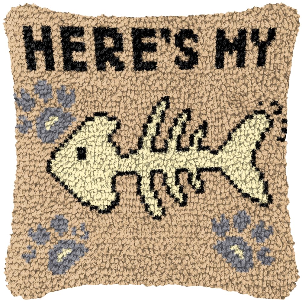 ZUHK 3D DIY Latch Hook Kits -17x17 Inch with Colorful Printed Canvas,Beginners Animals Latch Hook Pillow Kit,fit for Christmas, Halloween,Home Sofa Decoration (Fish)