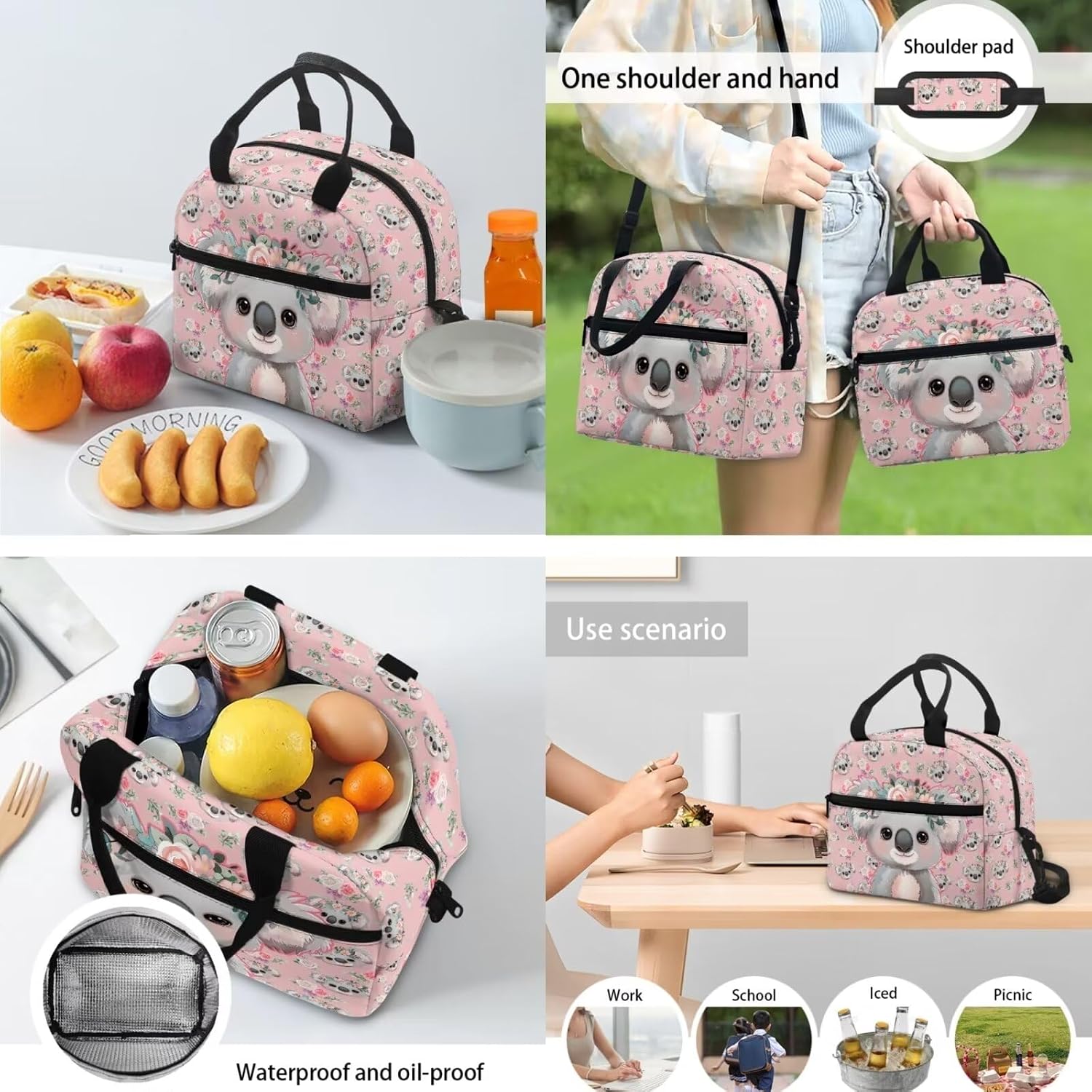 Koala Backpack for School Girls 5th Grade Cute Bookbag Set with Lunch Box and Pencil Case Elementary School Bag Lightweight Casual Back Pack Travel Daypack Bags