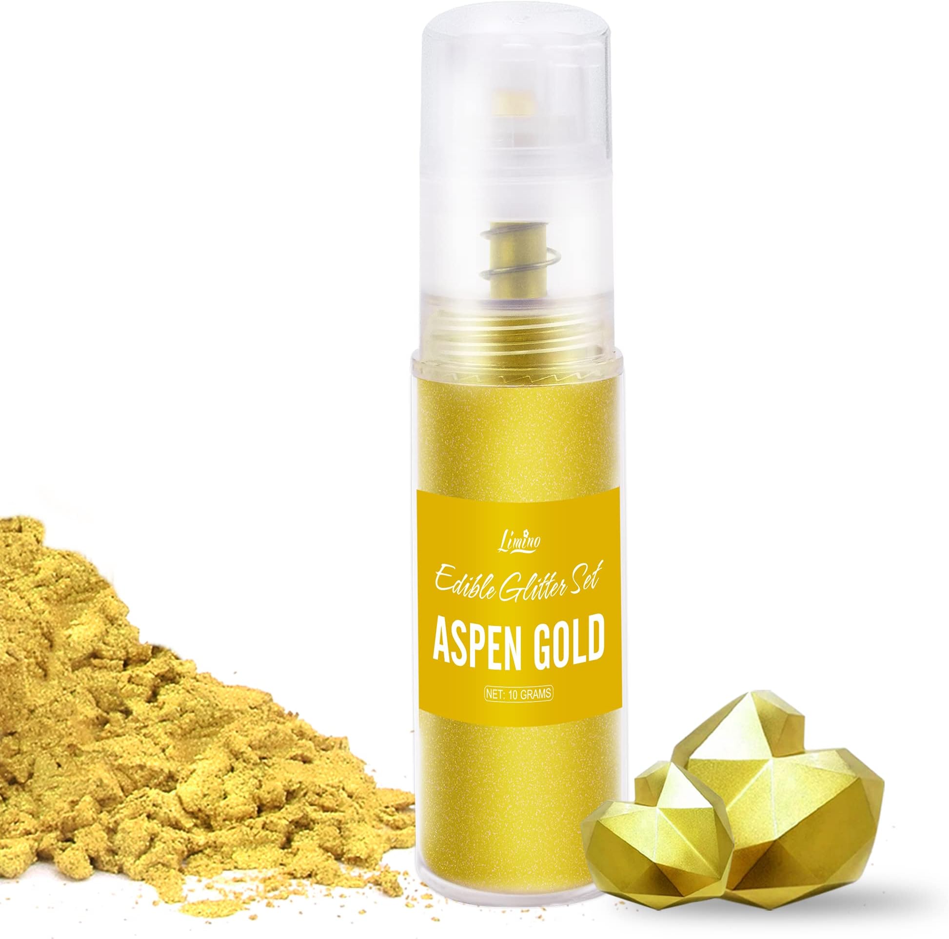 Edible Glitter Spray - 10g Edible Luster Dust Metallic Food Grade Coloring Glitter for Drinks, Cake Decorating, Baking - Edible Dust Powder Shimmer Dusting Powder for Icing,Chocolate,Candy(Aspen Gold)