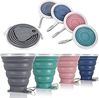 Vista 12 de ME.FAN Taza de viaje plegable de silicona - Taza de camping plegable con tapas de silicona - Juego de tazas de beber expandibles - Portátil