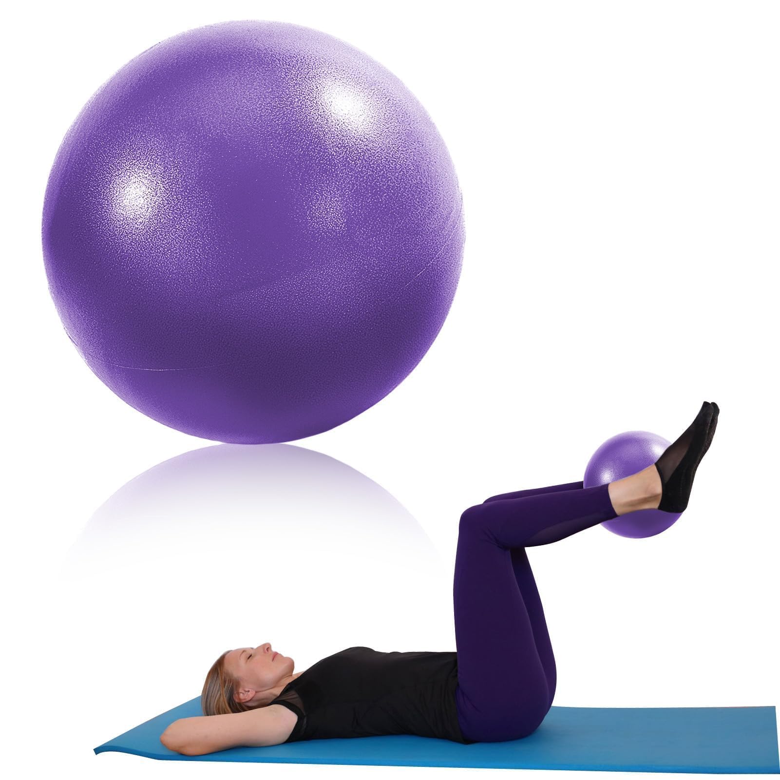 Pelota de pilates suave de 9 pulgadas, pequeña pelota de ejercicio con popote inflable, antiexplosión, antideslizante, de PVC, mini pelota de gimnasio para yoga, pilates, barra, terapia física