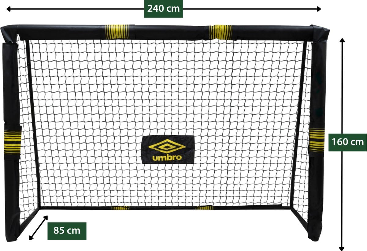 Umbro Cage de Foot - But de Foot Enfant - Kit Entrainement Football pour Enfants et Adultes - Cage Foot Exterieur et Interieur - Montage Rapide - Noir/Jaune