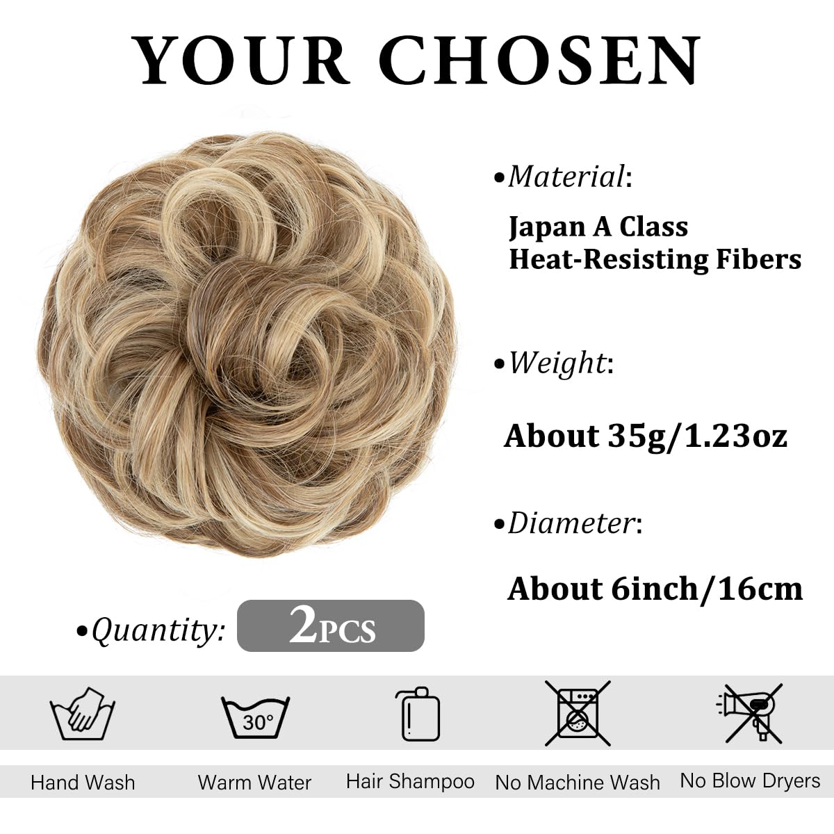 SARLA 2PCS Messy Bun Hair Pieces for Womens Synthetic Scrunchies Buns Extension Hairpieces Updo Pony Tail Sand - Image 3