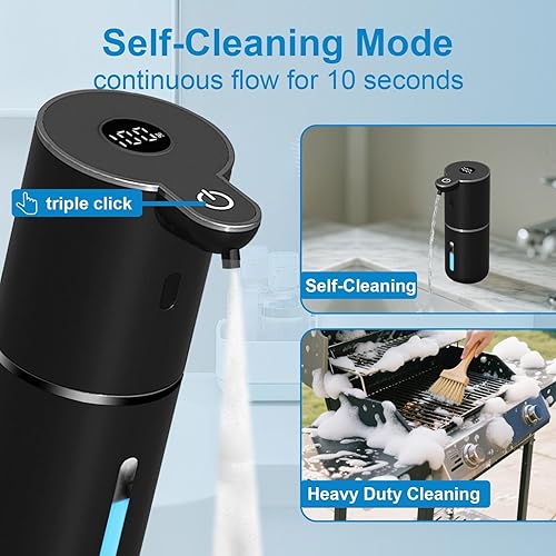 Miniatura 5 de Dispensador automático de jabón espumoso sin contacto, dispensador de jabón de manos inteligente recargable por USB, 6 niveles ajustables, 12.8