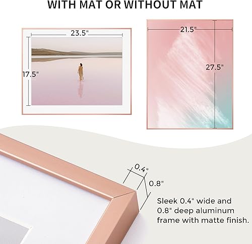 Miniatura 321 de Fun Memories Portarretratos de metal de 16 x 20 pulgadas con paspartú de 11 x 14 pulgadas, acabado de aluminio cepillado, parte delantera de vidrio