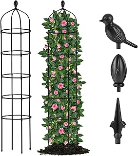 Garden Obelisk Trellis for Climbing Plants Outdoor 6.7 Ft Rose Bush Roun...
