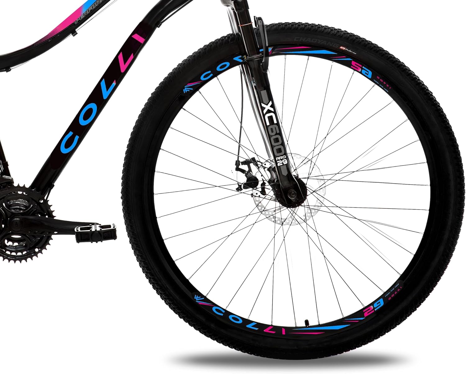 Bicicleta lateral com fundo branco.