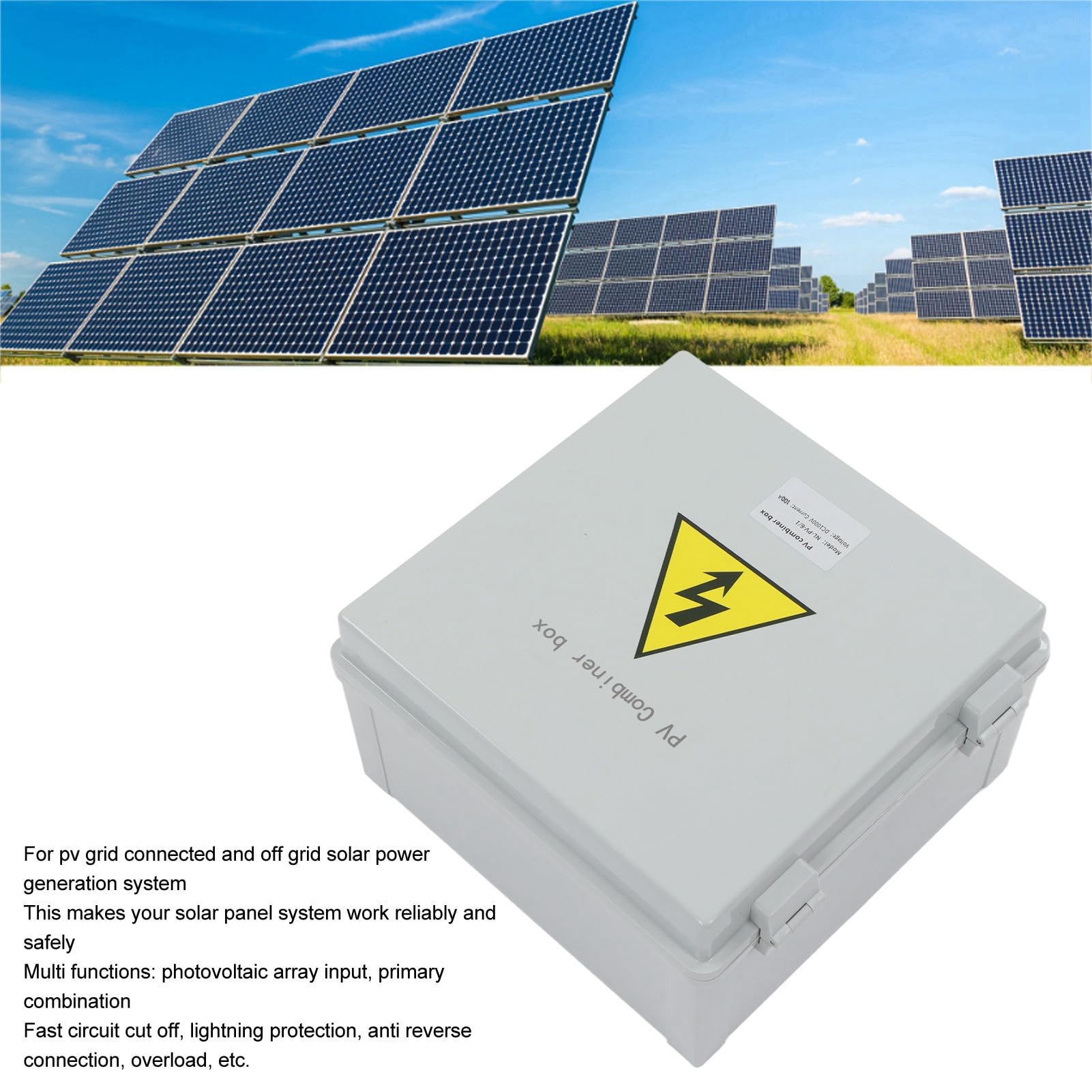 KIMISS Skrzynka Rozdzielcza Fotowoltaiczna 6 Strun IP67 Wodoodporna z Bezpiecznikiem 15 A i Ogranicznikiem przepięć 40KA do Systemów Energii Słonecznej