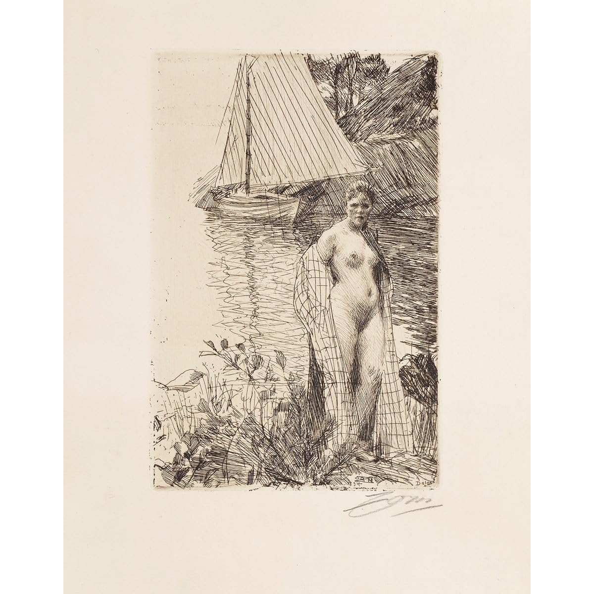 Anders Zorn Mon modèle et mon bateau grand format décoration murale