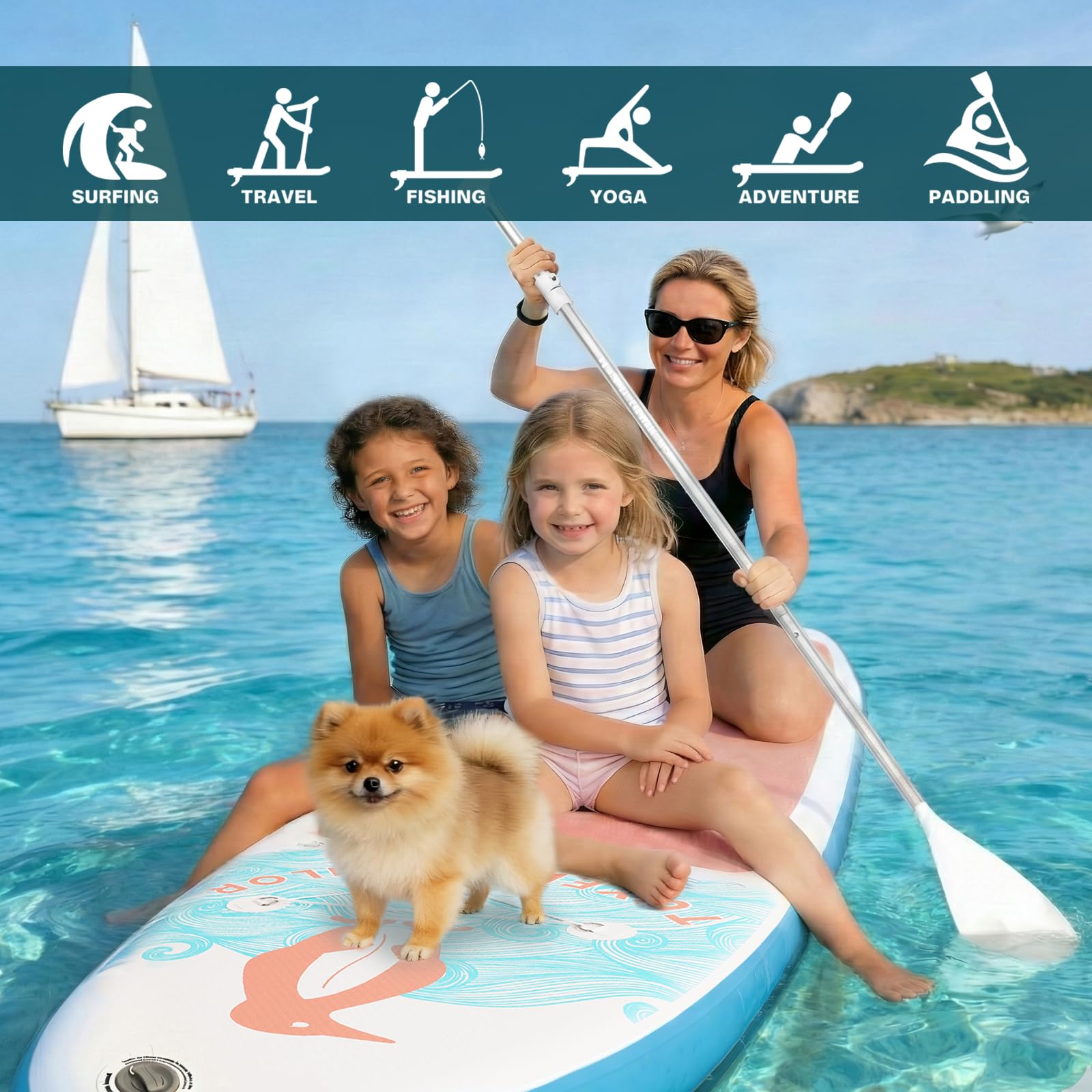 Tuxedo Sailor Paddle Gonflable Adulte, Planche de Stand Up Paddle Gonflable Sup Paddle Board Gonflable Planche à Pagaie Gonflable avec Accessoires Complets
