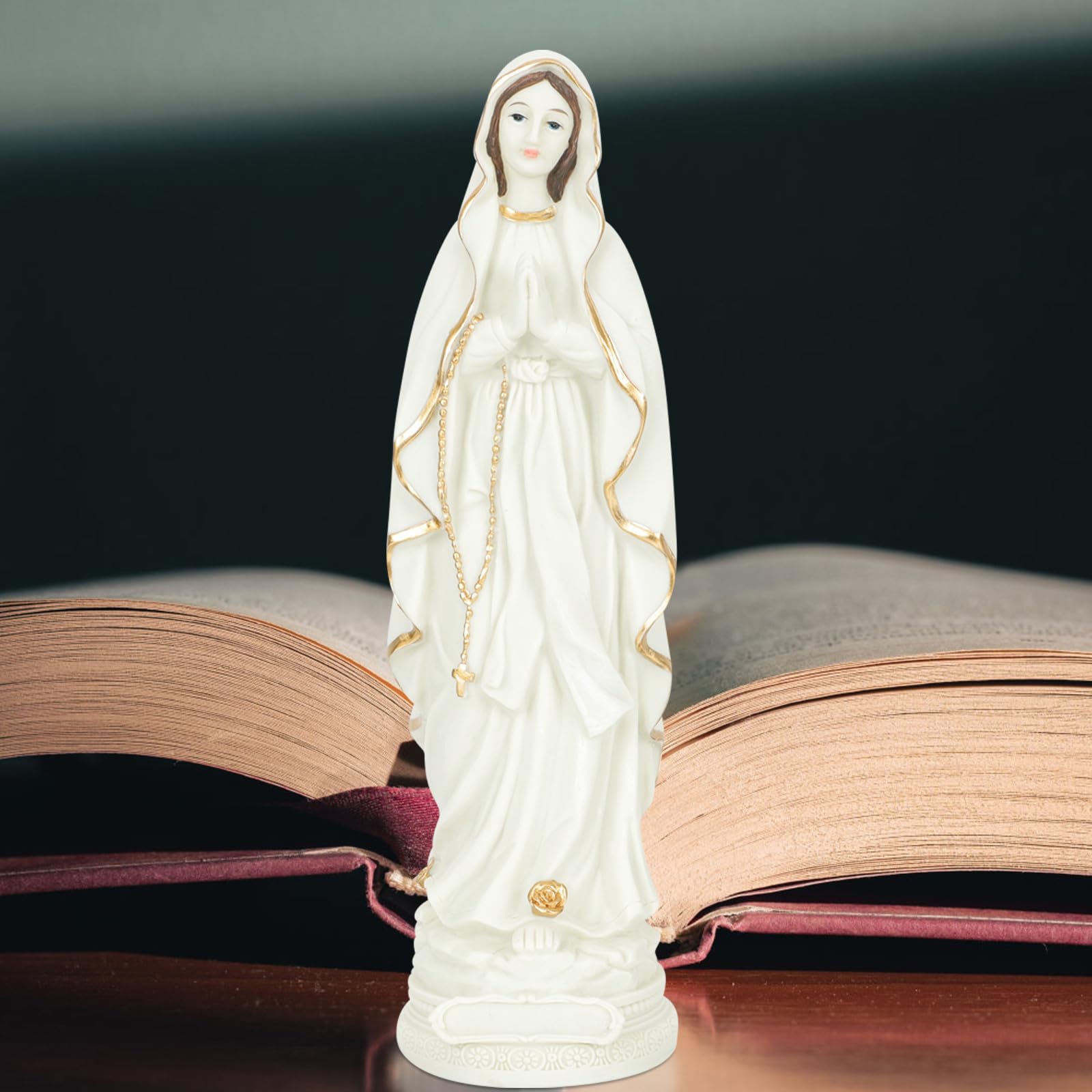 Resina Bianca Statua di Maria Decorazione Religiosa, Luminosa