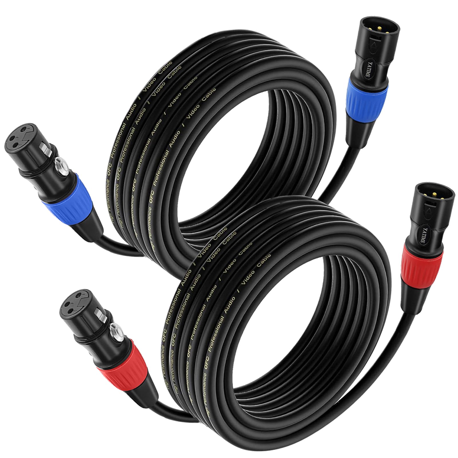 20ft XLR Microphone Cable 2 Packs Gold-Plated 3-pin Balanced XLR Male to Female Mic Cable for Studio Recording and Live Production