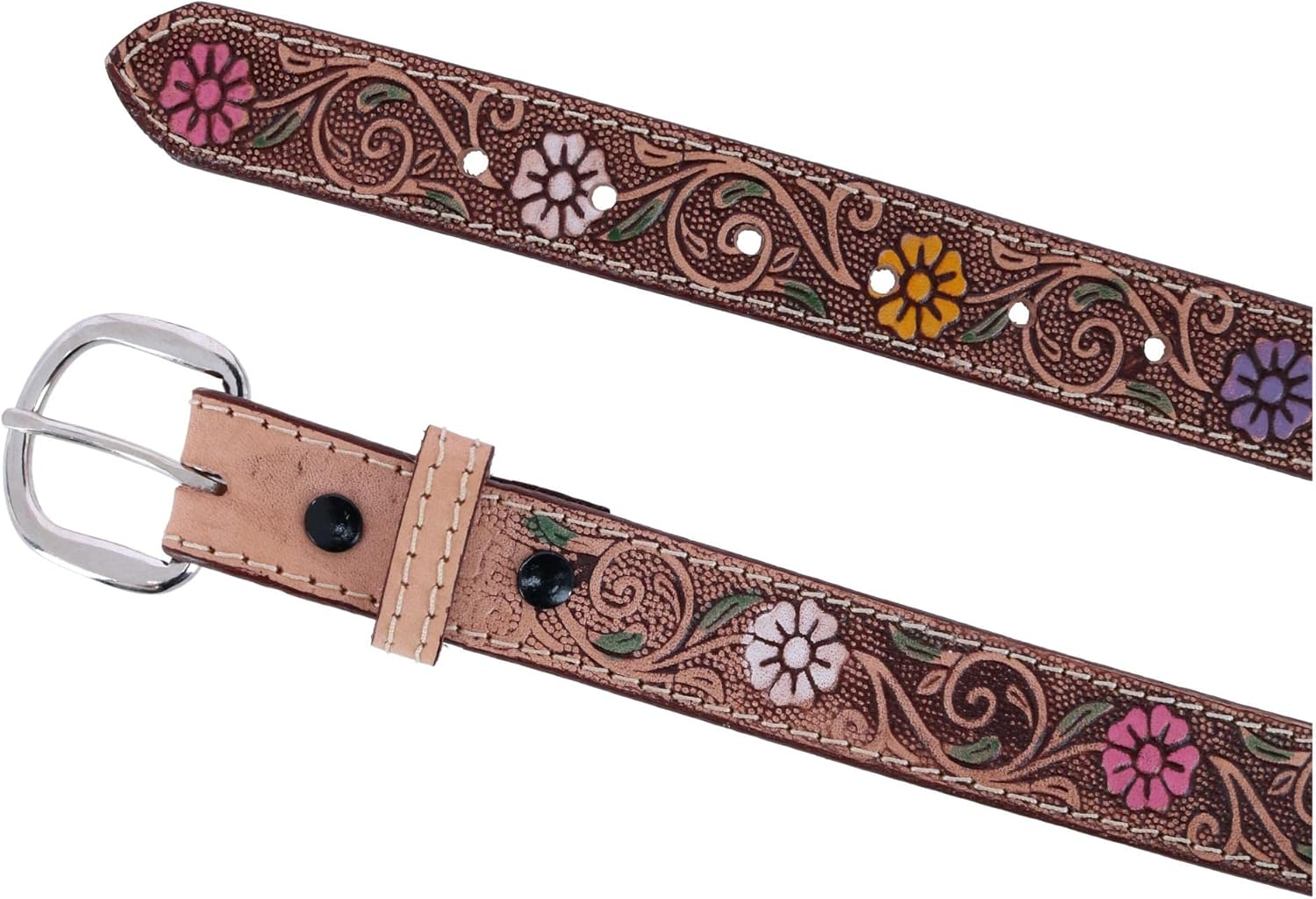 CTM Girls 1 Inch Floral Embossed Belt - Image 2