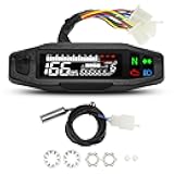 Motorcycle Speedometer MAIMEIMI 9-16V Universal Motorcycle Gauge Cluster with Digital Speedometer, Small Engine Tachometer, Odometer, 6 Gear 12000 RPM MPH Mini LCD VA Screen