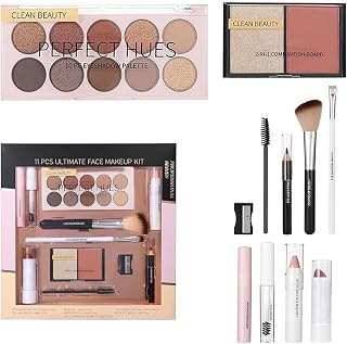All-in-One Makeup Kit,Make up Gift Set – 11 Essential Cosmetics Set with Eyeshadows, Concealer, Lipstick, Contour Tools, and Brushes for Complete Face Makeup