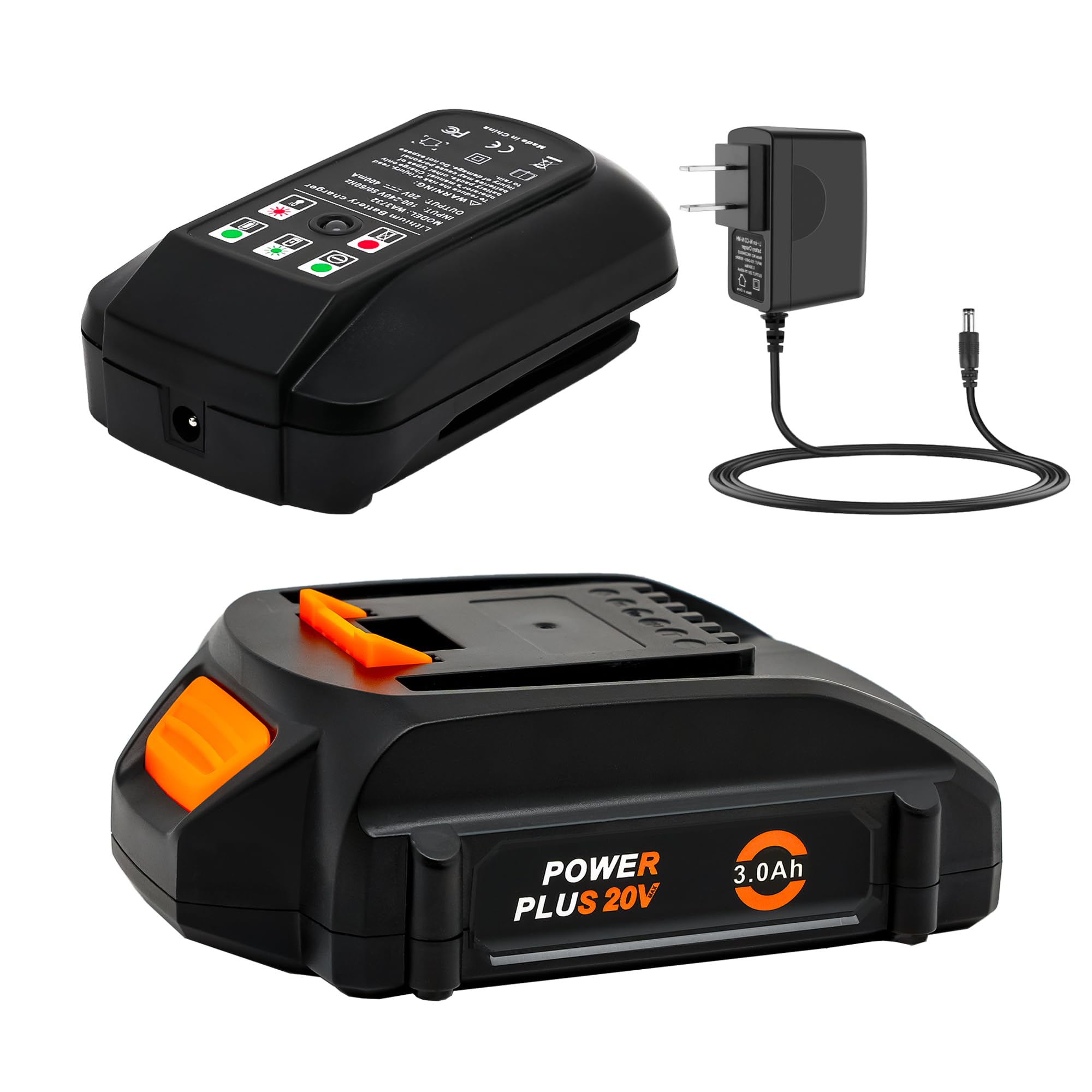 Replacement for WOR 20V and Charger for 20 Volt Lithium WA3520 WA3525 WA3575 WG151s WG155s WG251s WG255s WG540s WG545s WG890 WG891