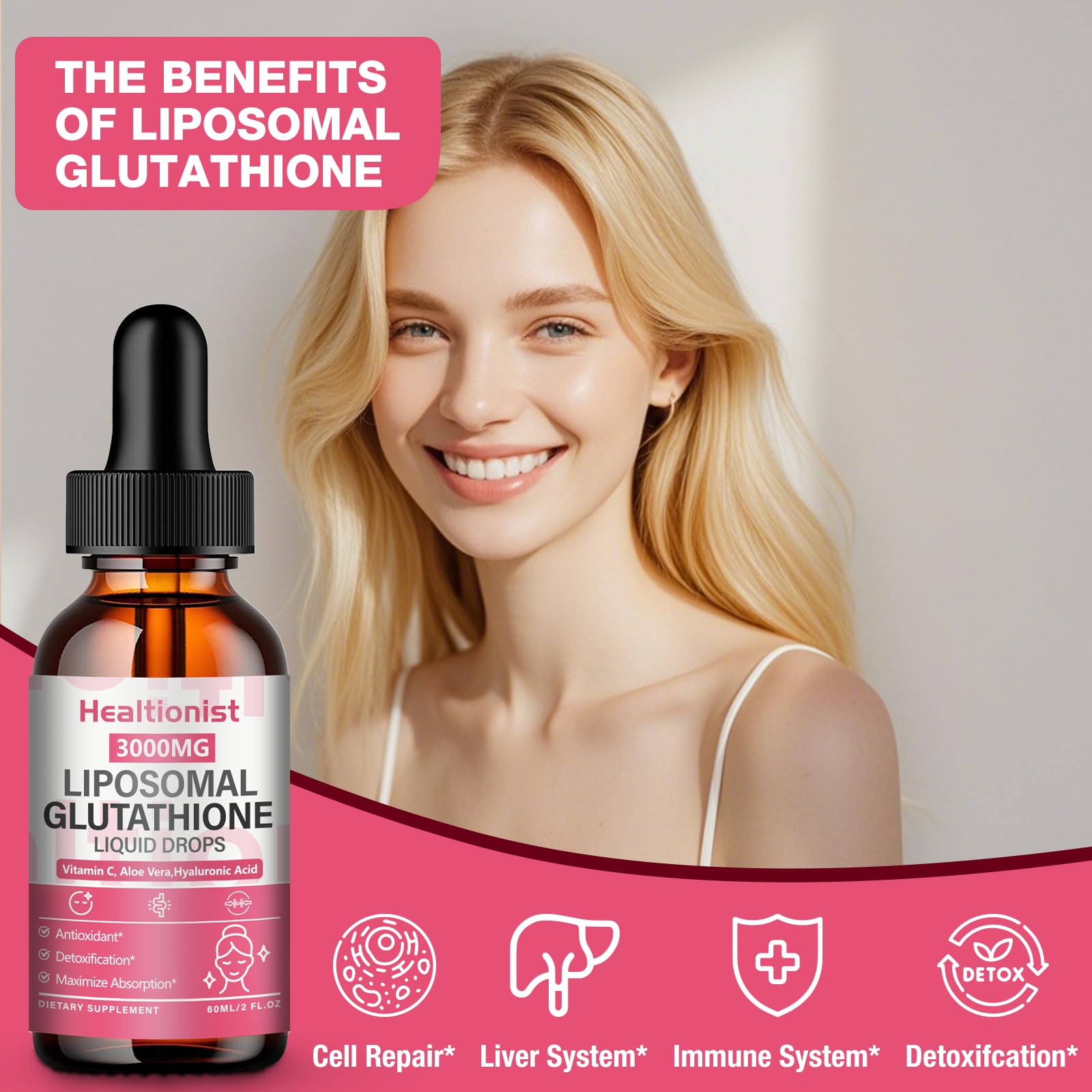 2 Pack 3000mg Liposomal Glutathione Liquid Drops with Vitamin C, 98% Absorption, Glutathione Liposomal Supplement, Powerful Antioxidant Complex for Immune System, Liver, 4 Fl Oz per Bottle — Amazon image 5
