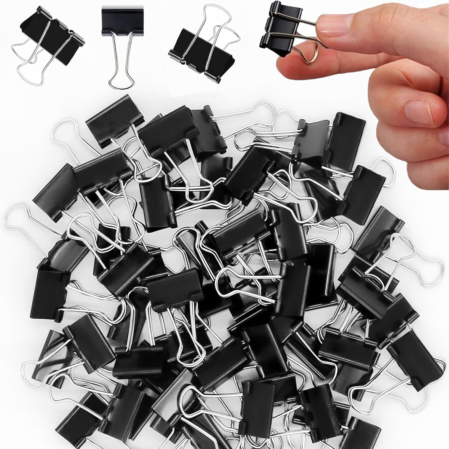 150 Pcs Black Small Binder Clips, 0.75 Inch Mini Binder Clips - 19mm Metal Clips Office Supplies for Organizing Documents and Papers image 7