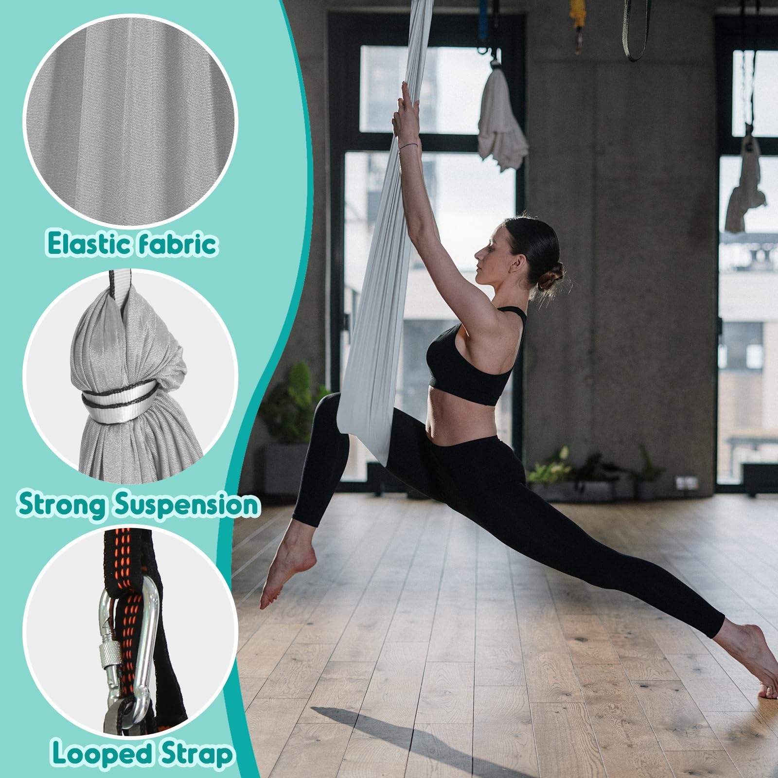 Chihee Hamaca de Yoga aéreo para inversiones y flexibilidad Hamaca de suspensión de poliéster estiramientos de Yoga y meditación - Fácil instalación con Kit de Montaje Seguro