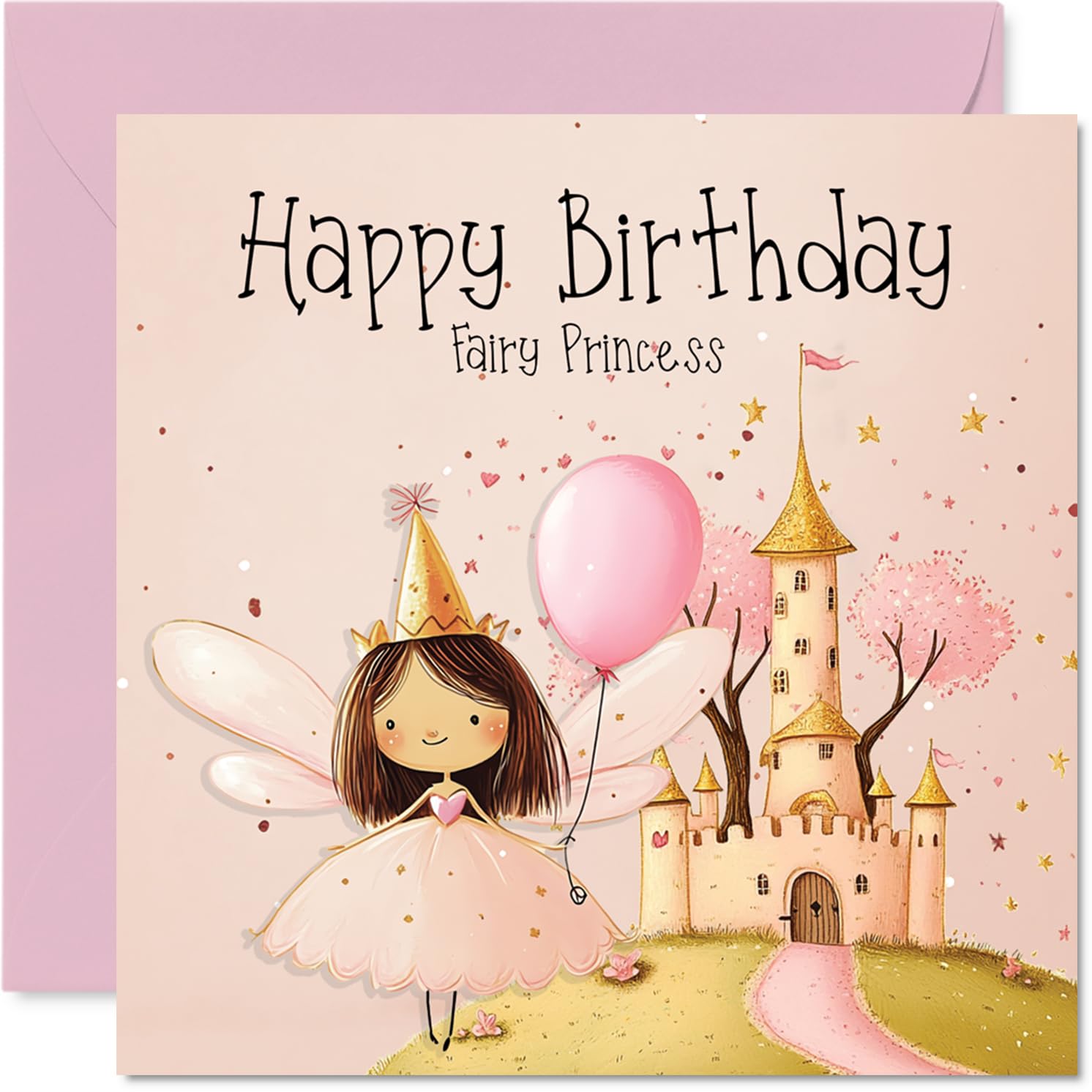 Birthday Card for Girls - Pink Fairy Princess - Happy Birthday Card for Girls, 145mm Female Greeting Cards