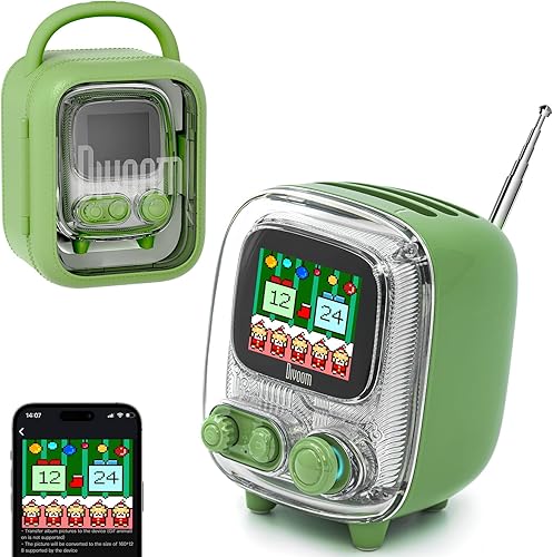 Divoom Tiivoo-2 - Altavoz Bluetooth portátil con radio FM, Pixel Art Retro Mini Pequeño Lindo Altavoz Inalámbrico, Decoración Vintage Adecuado para