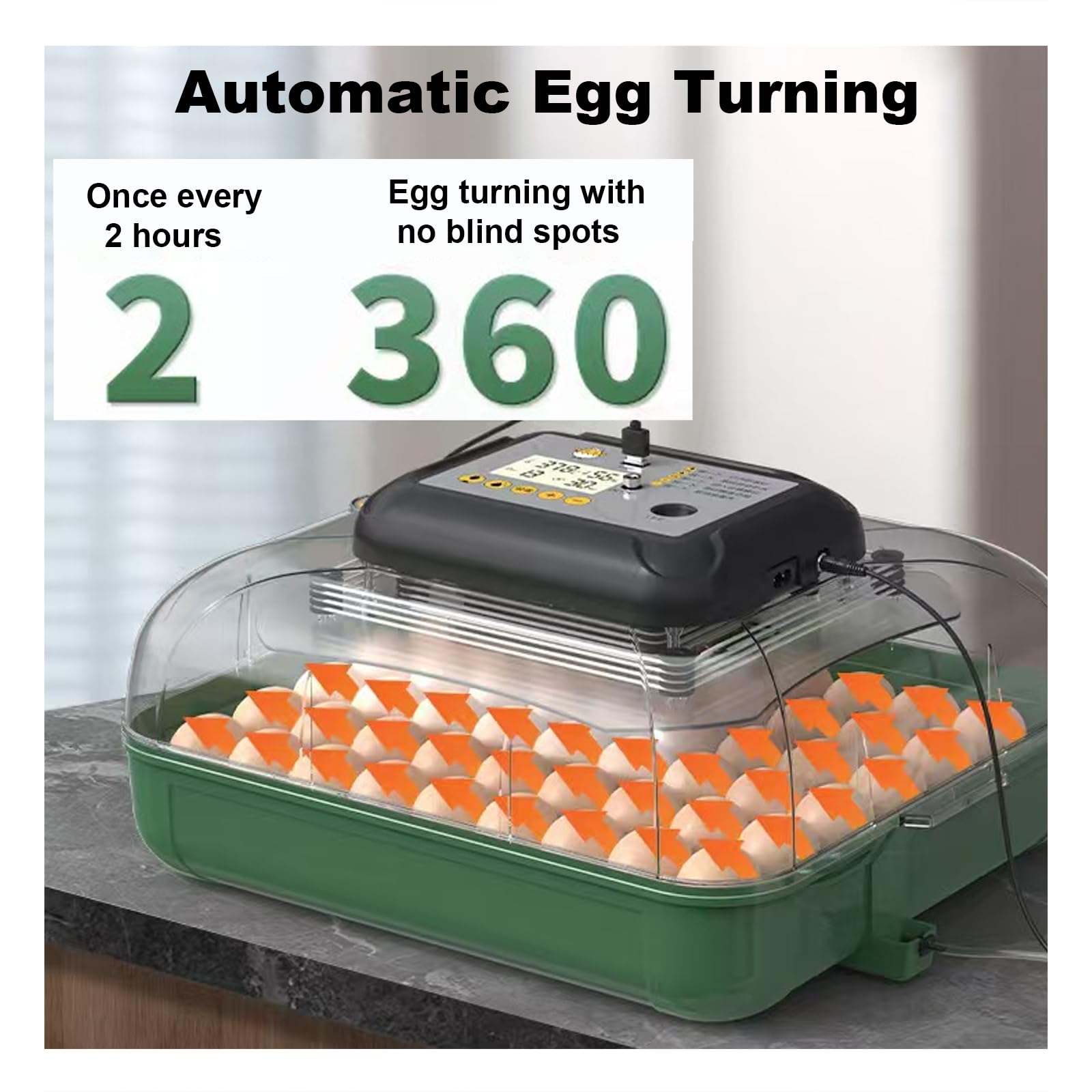 Inkubator Do Jaj Wylęgowych Z Automatycznym Obracaniem Jaj, Wyświetlaczem Temperatury I Wilgotności, Dla Kurczaków, Gęsi, Kaczek(Size:24 eggs,Color:pojedyncza moc)