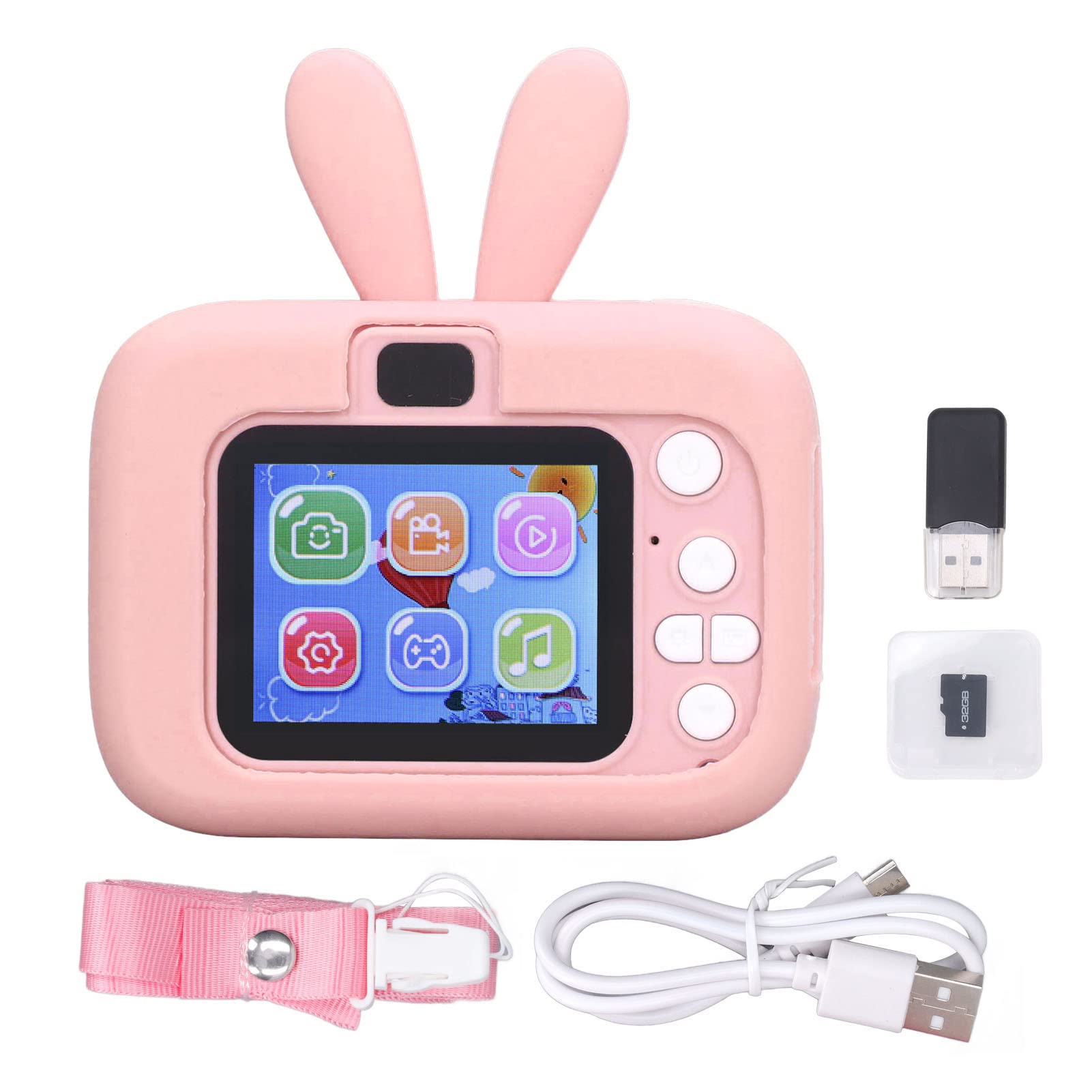 Toddler Camera Children Video Camcorder, Kids Digital Selfie Camera Toys 2.0 Inch Color Display Timed Recording Rich Effects Video Camera Toy with 32G Memory Card and Reader(400ml Pink)
