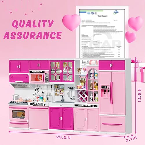 Miniatura 2 de Juego de cocina 5 en 1 para niños con luces y sonidos realistas, mini juguetes de cocina para niñas, juguete de cocina para muñecas, mini muebles de