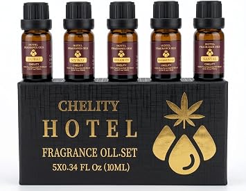 Hotel Diffuser Oil Essential Oils Set, Inspired by Luxury 5-Star Hotel, Baccarat Rouge, Dream On, Dubai, My Way, Santal, Fragrance Oil Set 5X10ML 0.34 fl oz
