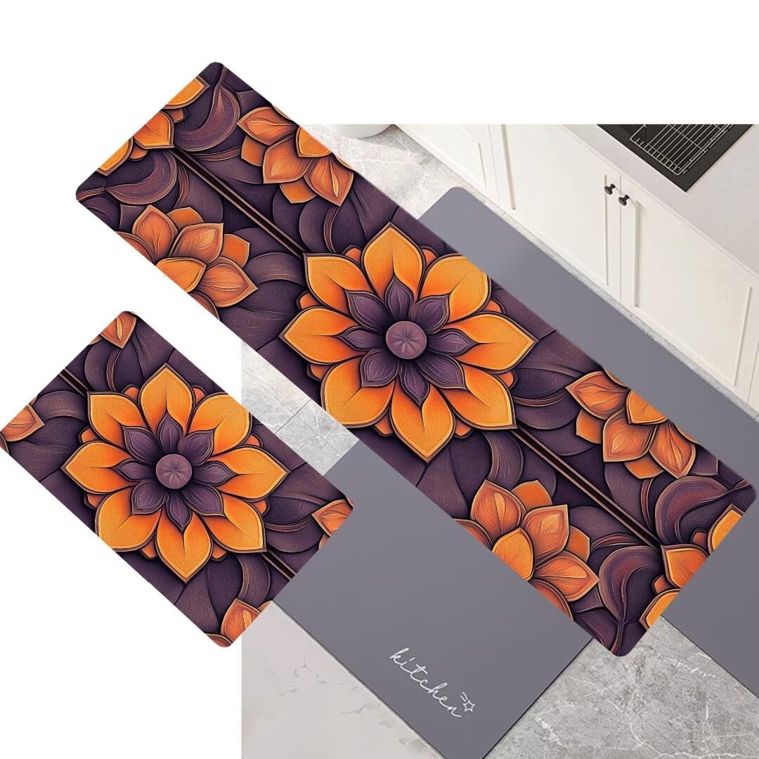 Alfombra cocina lavable antideslizante y absorbente, juego de alfombras grandes de 2 piezas